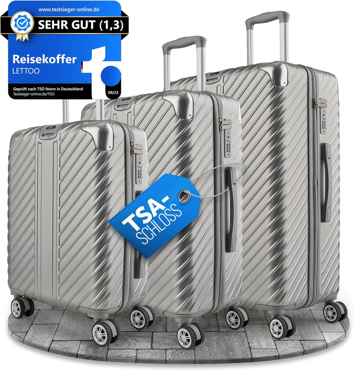 3-Set Gesamtvolumen 240L, Reisekoffer mit Rollen - Extrem Stabiler Trolley Koffer mit Laptoptaschen-