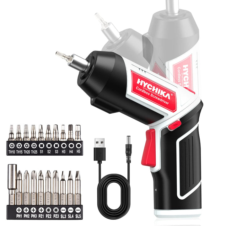 HYCHIKA Akkuschrauber, Cordless Screwdriver 6Nm Drehmoment und 2000mAh Akku 3,6V Li-Ion mit 20 Zubeh