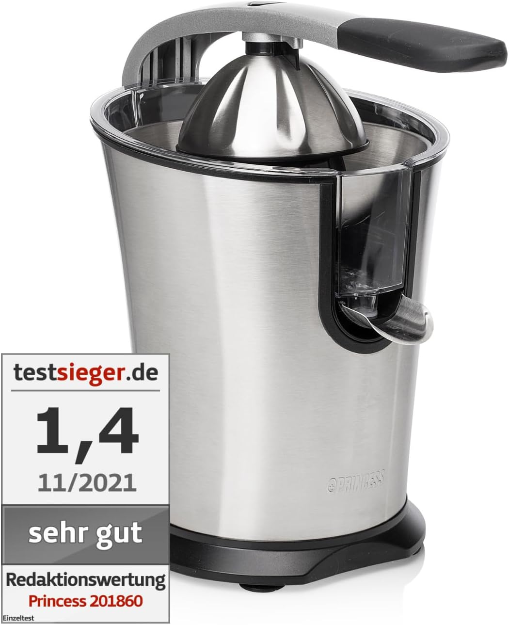 Princess Master Juicer Pro, Edelstahl Presskegel, 300 W Motor, Rostfreier Edelstahl, 201860, Silber