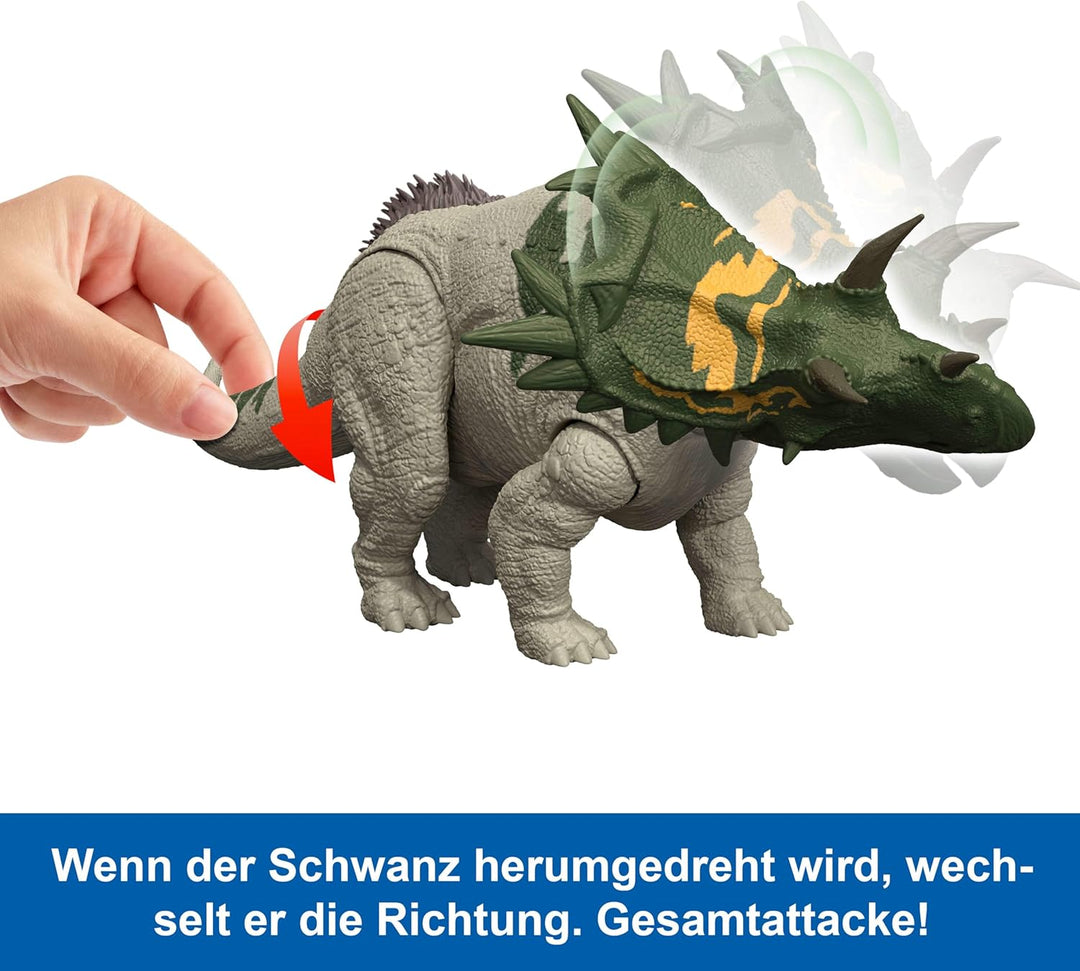 Mattel Jurassic World: Die Wiedergeburt Wild Roar Dinosaurierspielzeug, Spiclypeus, bewegliche Figur