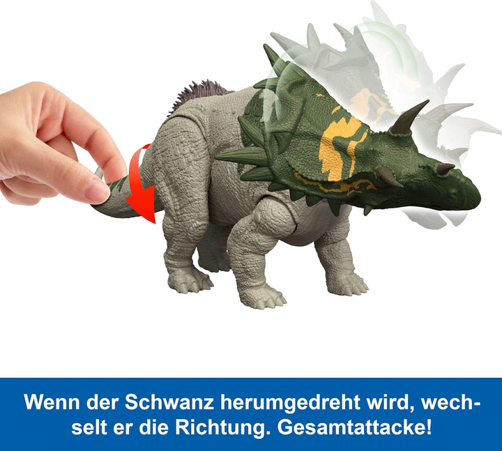 Mattel Jurassic World: Die Wiedergeburt Wild Roar Dinosaurierspielzeug, Spiclypeus, bewegliche Figur