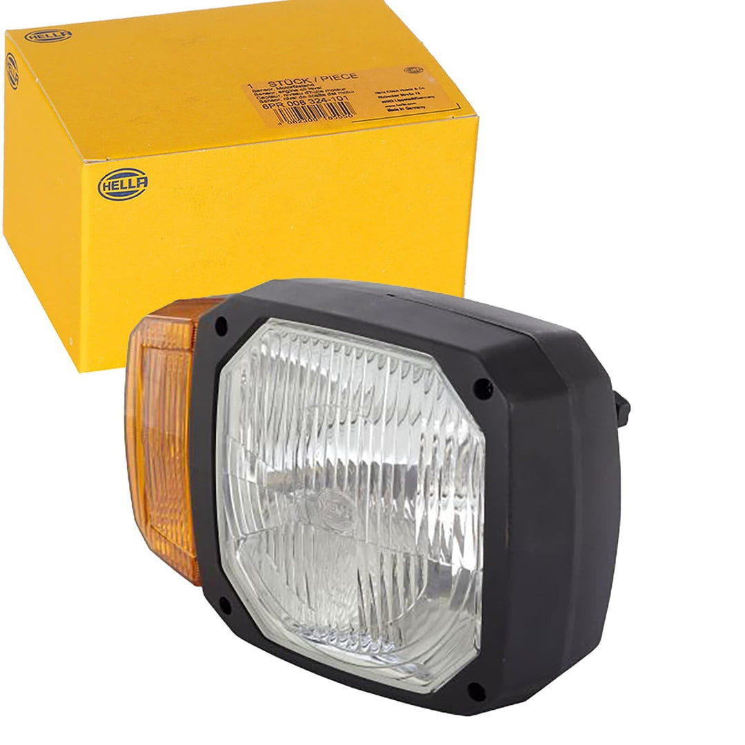 HELLA - Halogen-Hauptscheinwerfer - 12V - Einbau - Lichtscheibenfarbe: gelb - Stecker: DEUTSCH Steck