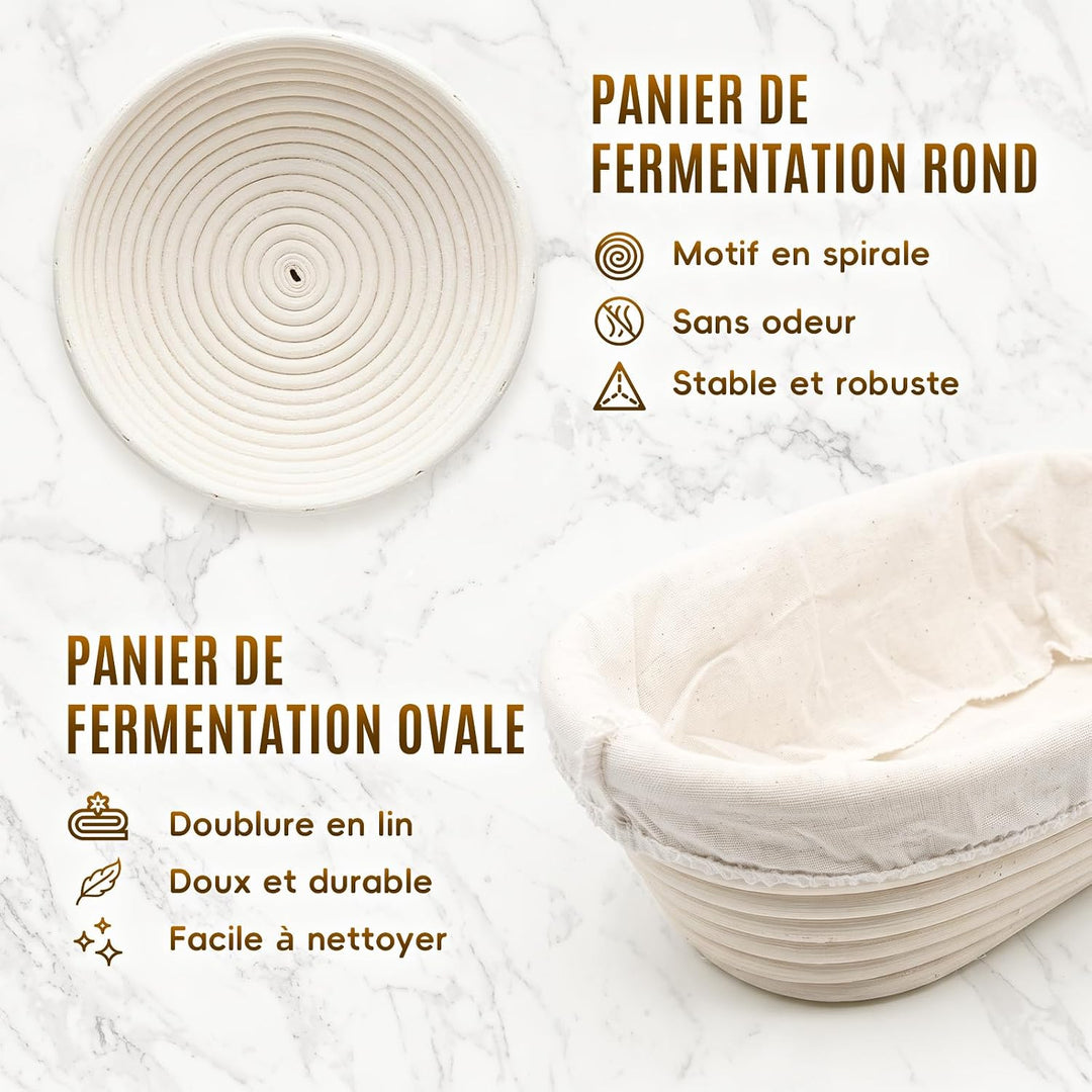 Banneton für Brot, Round Oval Brotkorb Set, (23cm Rund und 25cm Oval)