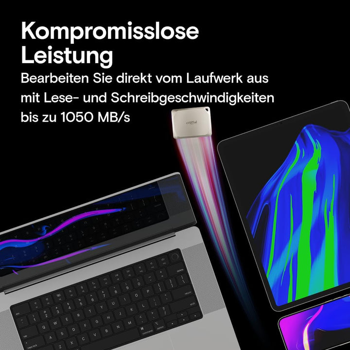 Crucial X9 Pro für Mac 4TB Externe SSD Festplatte, bis zu 1050MB/s Lesen/Schreiben, Mac ready, inkl.