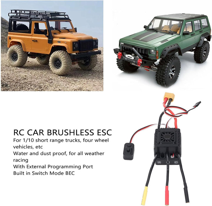 Walfront 45A RC-Brushless-Regler mit Externem Programmieranschluss für 1/10 RC-Car, Allwetter-Perfor