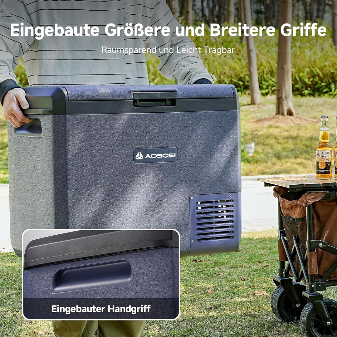 AAOBOSI Kompressor Kühlbox, 60L Auto Kühlbox 12V 230V, IPX4 Wasserdicht Kühlbox Elektrisch -20°C bis