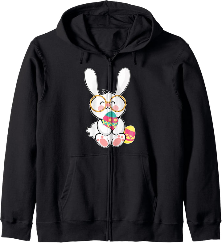 Easter Bunny Rabbit with Leopard Glasses Kapuzenjacke