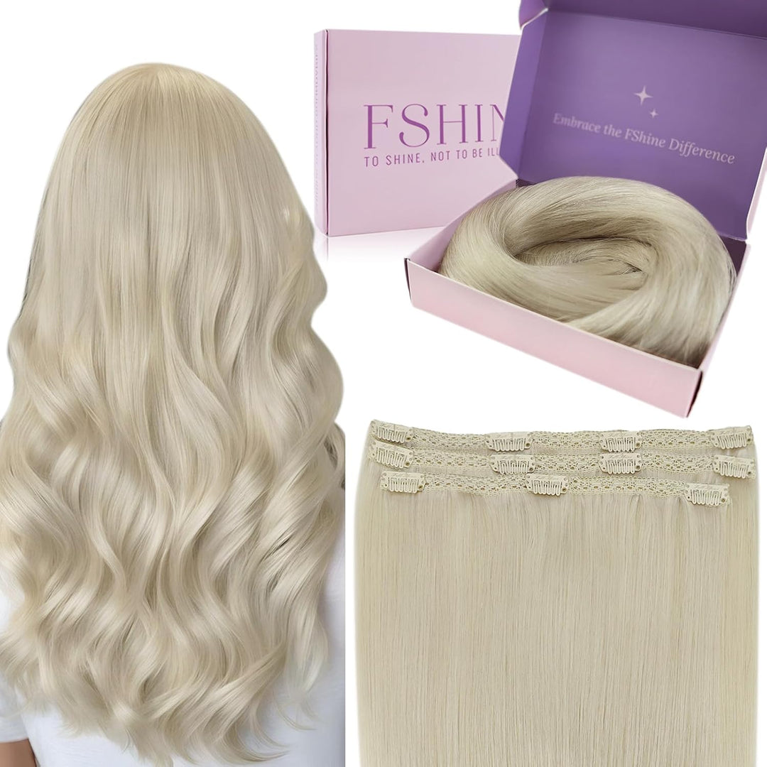 Fshine Clip In Hair Extensions Blonde Real Ehthaar Clip In Extensions Platin Blonde Full Head Blonde