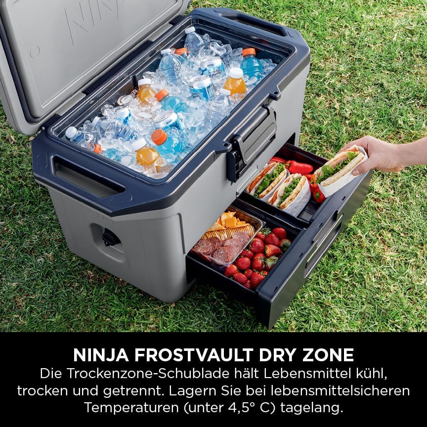 Ninja FrostVault Hard Cooler 47L, Premium isolierte Kühlbox, hält EIS bis zu 6 Tage 47L Grau, 47L Gr