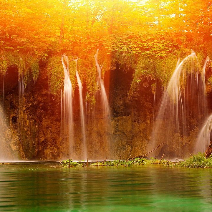 Runa Art Wandbilder Wasserfall Landschaft 5 Teilig Bild auf Vlies Leinwand Deko Schlafzimmer Wohnzim