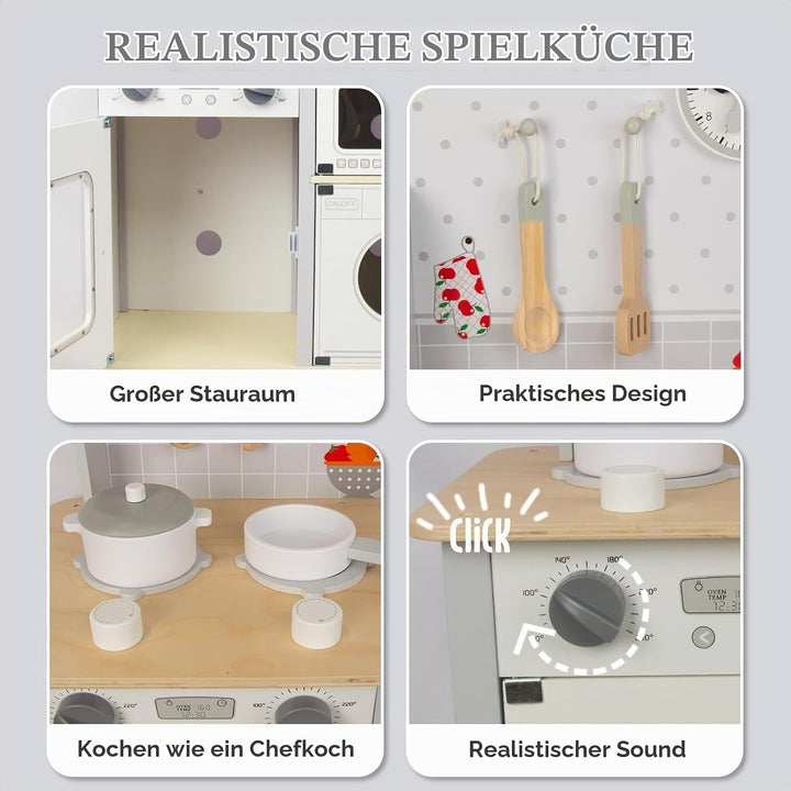 Spielküche für Kinder 3-8, hölzerne Kinder Spielen Küche Playset Chef Pretend Play Set für Kleinkind