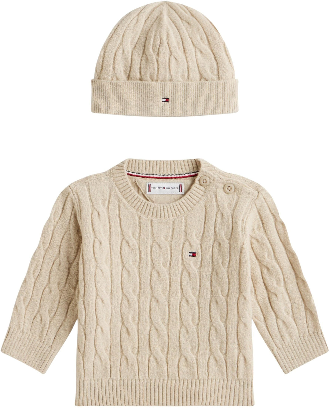 Tommy Hilfiger Unisex Baby Cable Crew with Beanie Kn0kn02158 Other Apparel Sets (2er Pack) 18 Monate