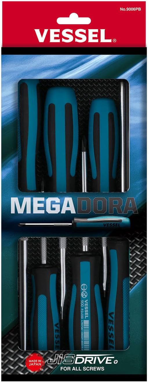 VESSEL Megadora Schraubendreher-Set, 6-teilig, 9006PB (Papierbox)