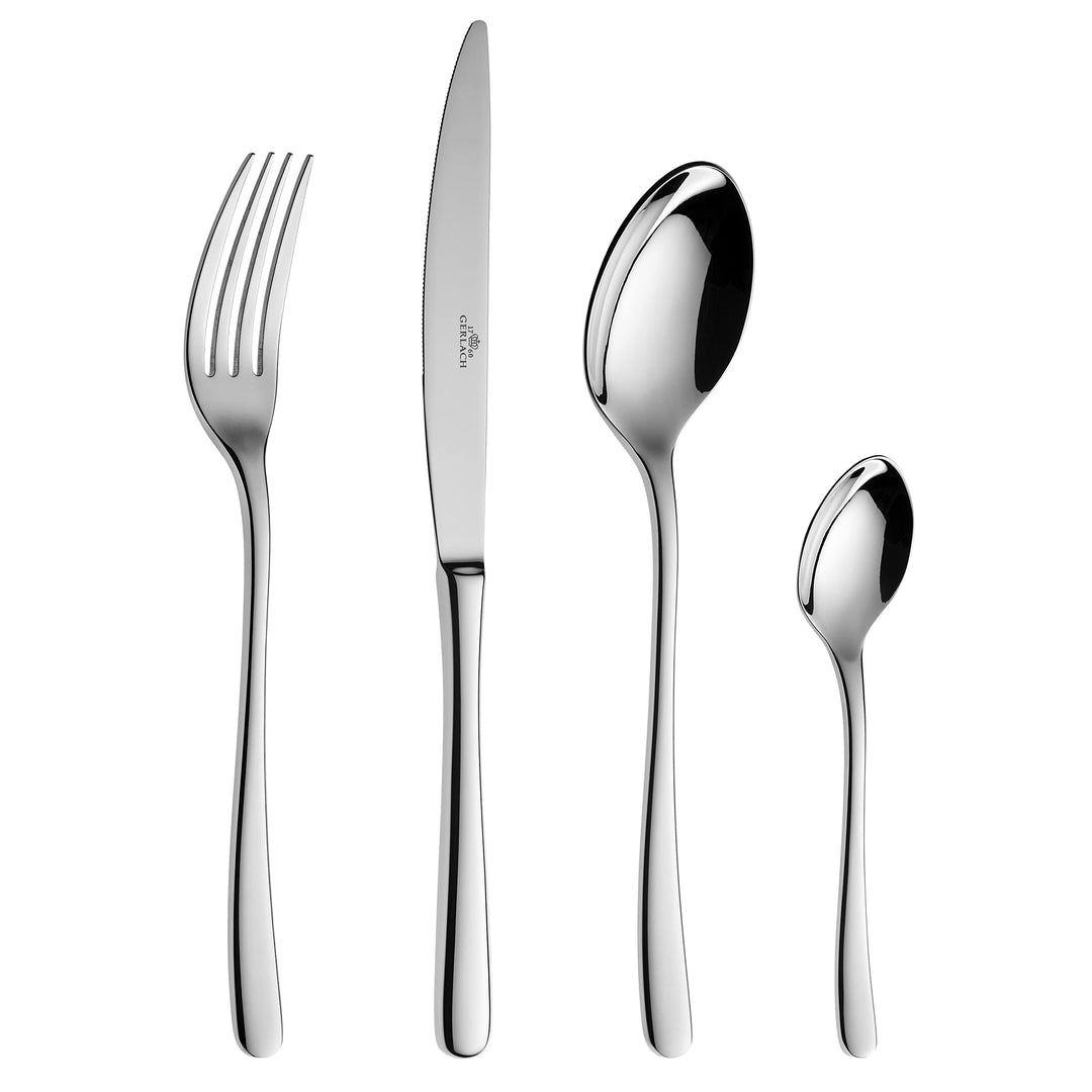 Gerlach Besteck-Set Glänzend Muza, Edelstahl, Silberglänzend, 24 EL. in Einer Schachtel Silberglänze