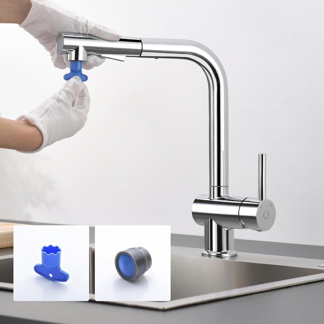 CECIPA Hochdruck Wasserhahn Küche Ausziehbar, Küchenarmatur mit Brause Zwei Strahlarten, Armatur Küc