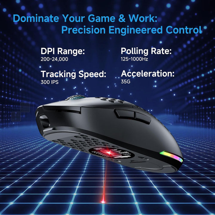 TMKB Falcon M1 Kabellose Gaming Maus - 24000 DPI, 180h Akkulaufzeit, 90g Ultra-Leicht, 6 Programmier