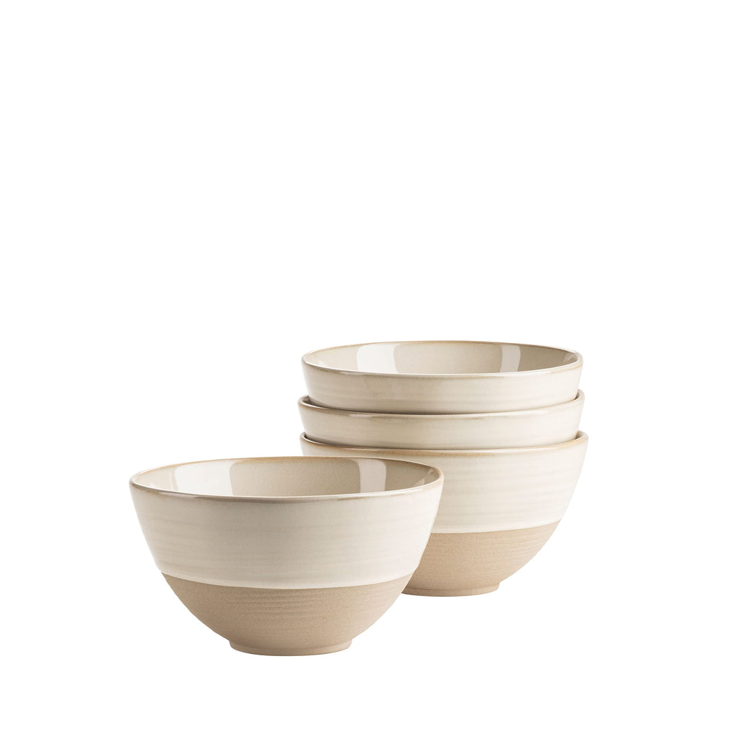 MÄSER Serie Nottingham, 4er Müslischalen Set mit filigranem Linienspiel und edler Glasur, 4 Schalen