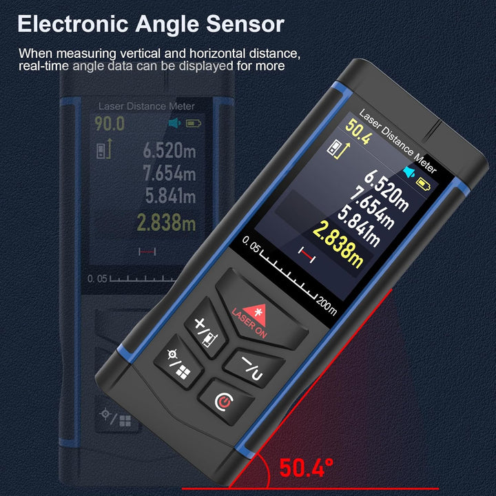 Laser-Entfernungsmesser 200 m (650 ft) mit Kamera, Digitaler Distanzmesser mit Stativ, ±2 mm Genauig