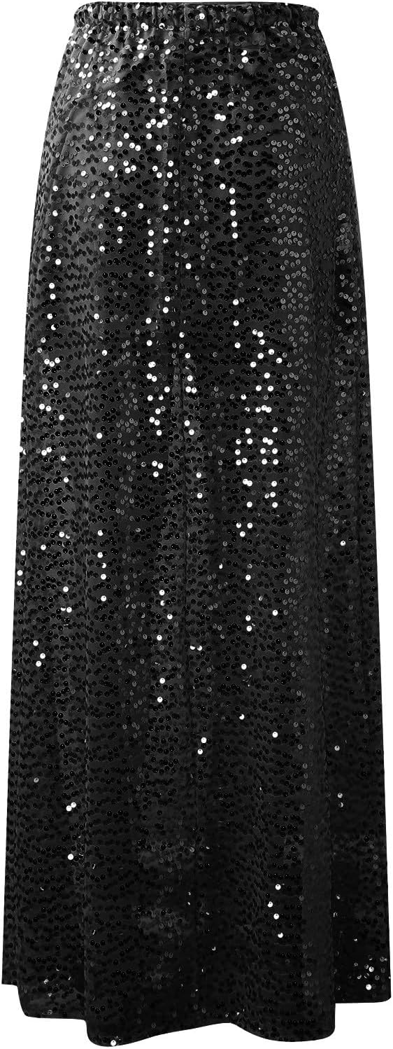Knielang Elegant Taille Gold Pailletten Glitter Rock Elegante Slim Fit Urlaub Lange Weibliche Bodenl