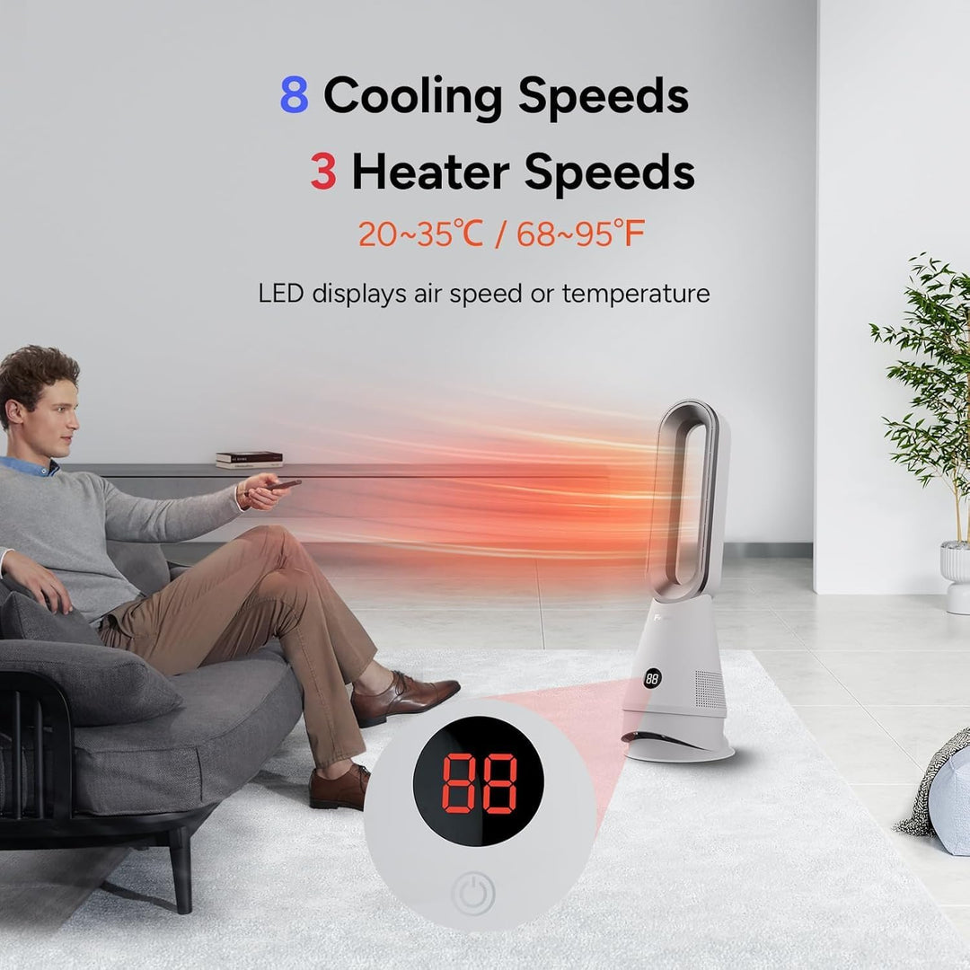 Turmventilator & Heizlüfter (25 Zoll) – 3-in-1, HEPA-Filter, 80° Oszillation, 8 Stufen, 9H Timer & F