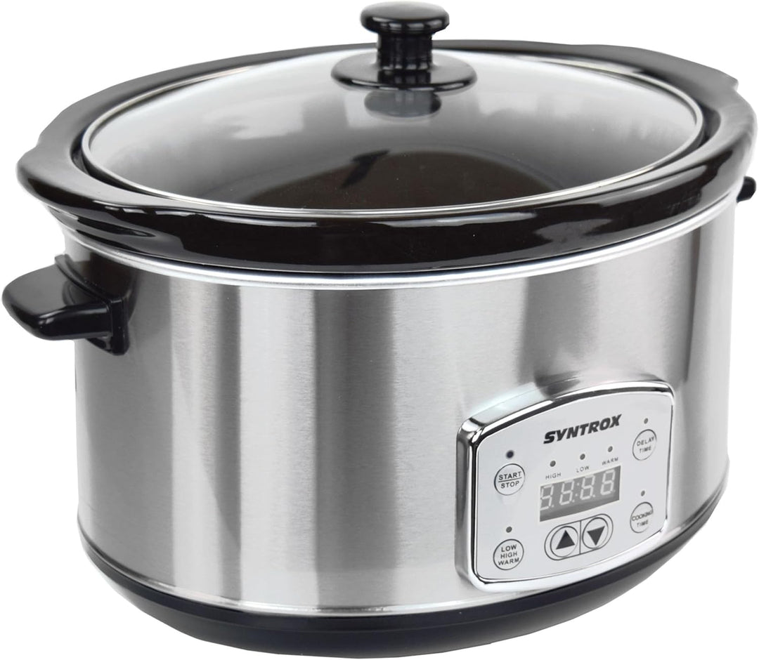 Syntrox 4,5 l Slow Cooker | Schmortopf | Schongarer | Multikocher Annot, digitale Küchenuhr, Schonen