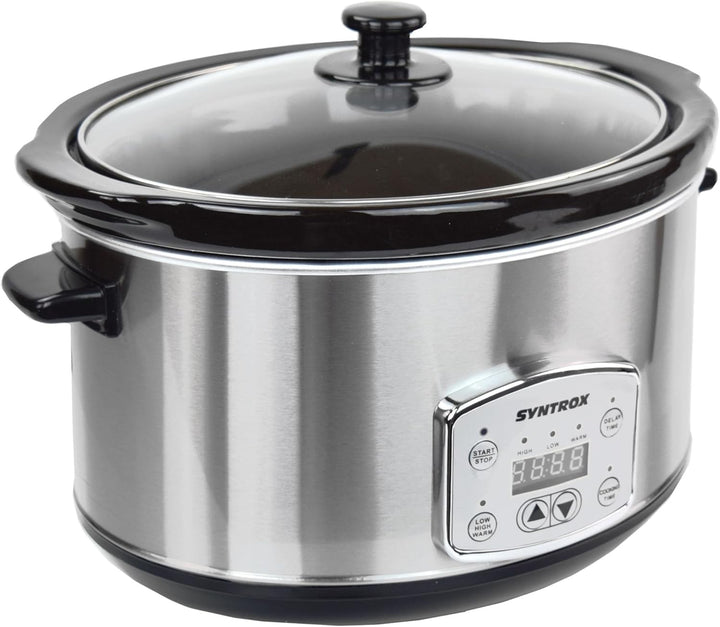 Syntrox 4,5 l Slow Cooker | Schmortopf | Schongarer | Multikocher Annot, digitale Küchenuhr, Schonen