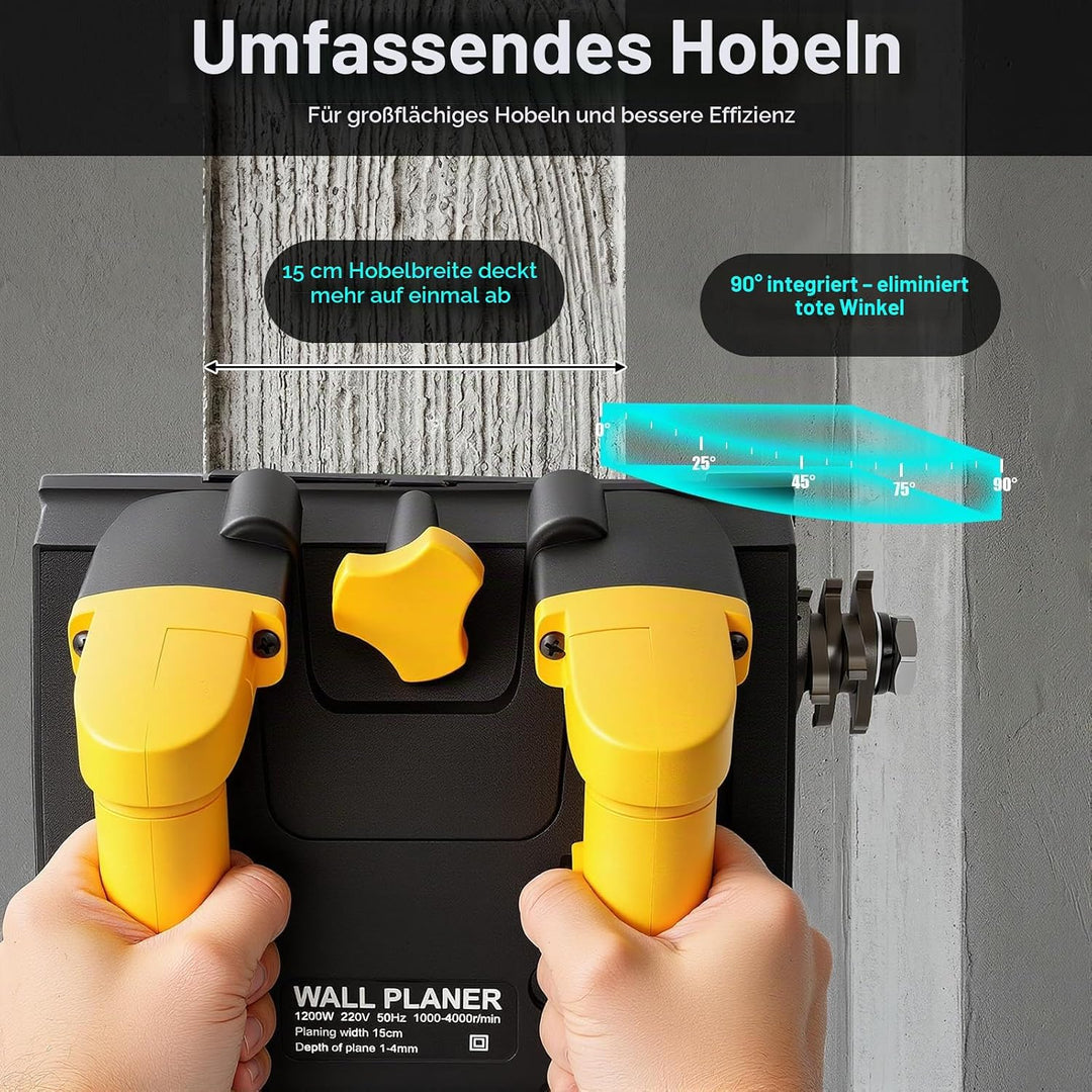 Betonfräse, Sanierungsfräse Elektrische, 220V│1200W│1000-4000r/min, Betonschleifer mit Vakuumsystem,