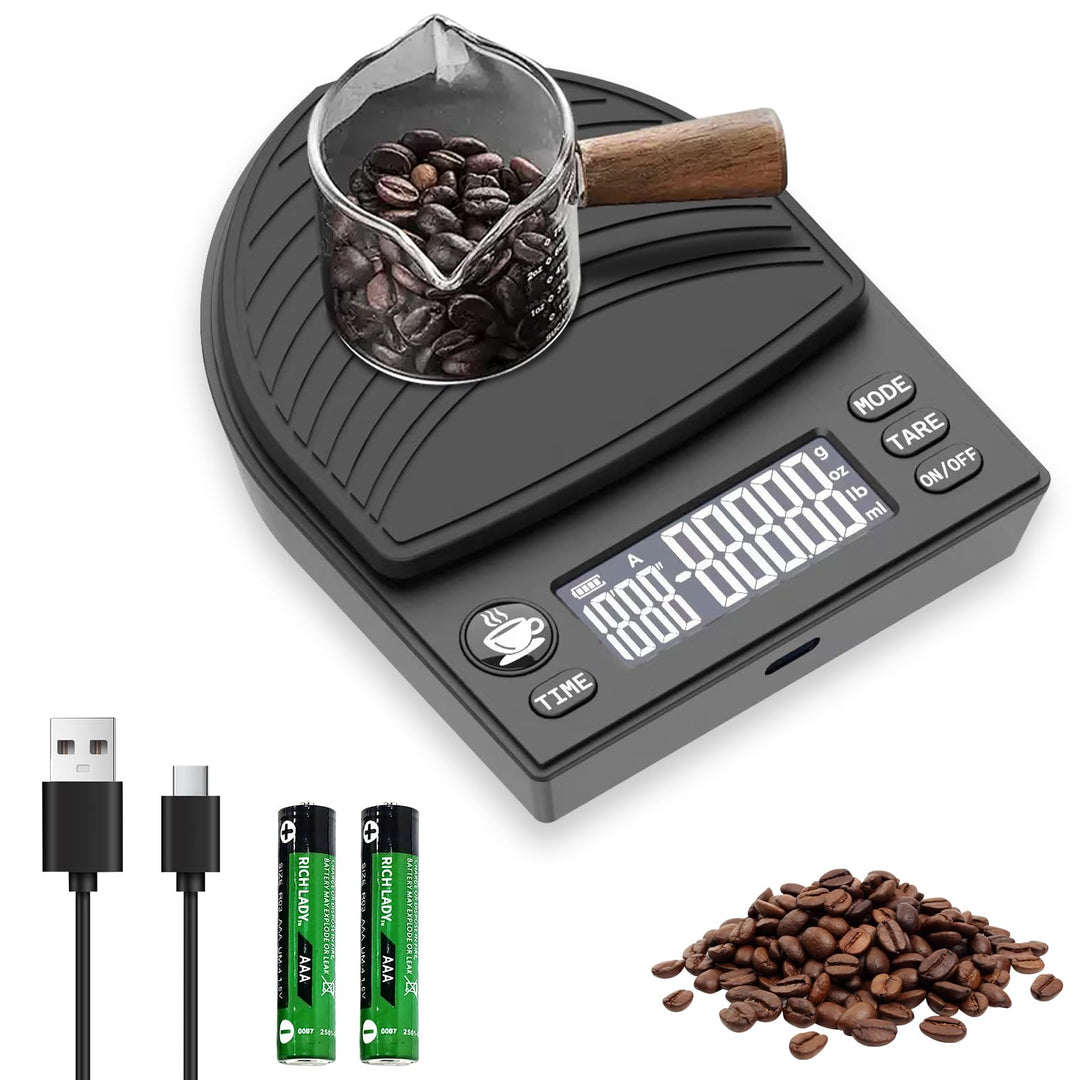 Mini-Kaffeewaage Mit Timerfunktion, 2 Kg WäGebereich / 0,1 G HochpräZision, Wiederaufladbar, Hochprä
