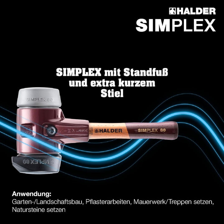 Simplex Schonhammer, Gummikomposition, mit Standfuss / TPE-mid; mit Tempergussgehäuse und hochwertig