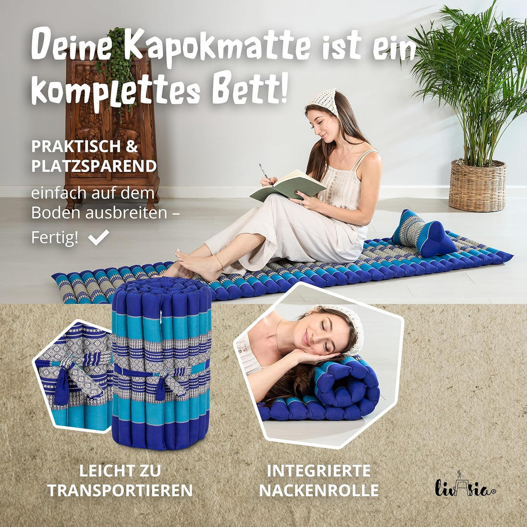 livasia Rollmatte Rollmatratze L-200x110x4,5cm, Gästebett Gästematratze 1 Person, Reisebett Kofferra