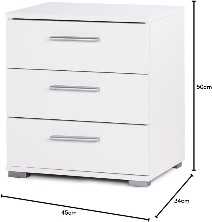 Nachttisch Komo - Nachtkommode (B/H/T: 45 x 50 x 34 cm) verschiedene Farbdekore Weiss, Weiss