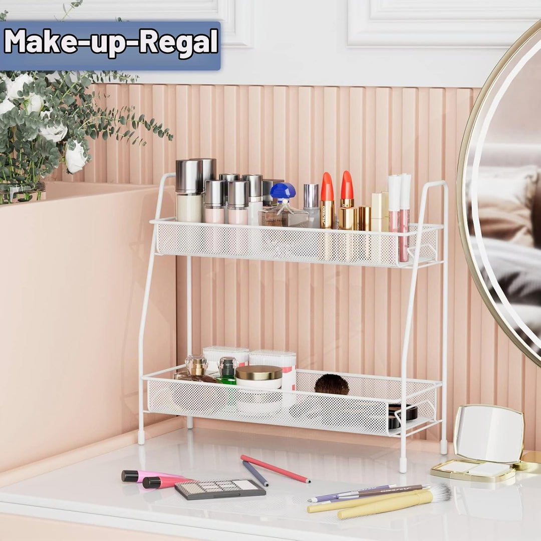 EKNITEY Badezimmer Organizer Aufbewahrung – 2 Tier Küchen Gewürzregal Bathroom Organizer for Vanity