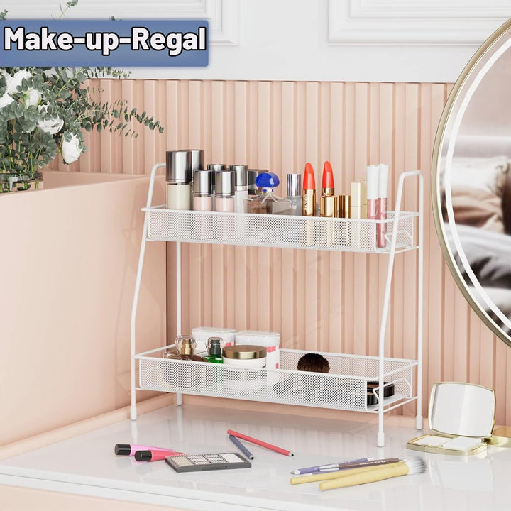 EKNITEY Badezimmer Organizer Aufbewahrung – 2 Tier Küchen Gewürzregal Bathroom Organizer for Vanity