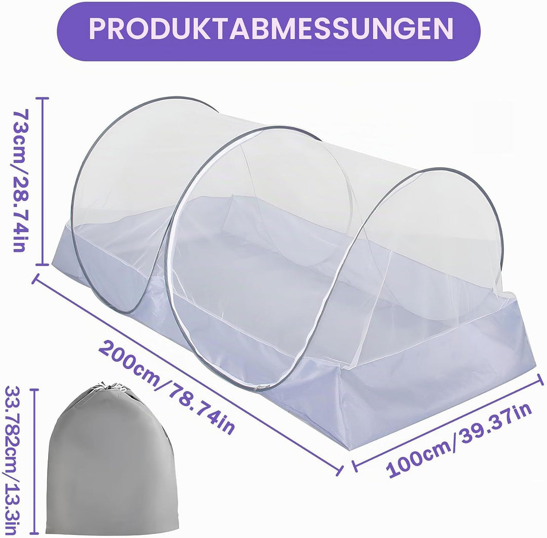 Moskitonetz Pop Up 100x200x73cm, Moskitonetz Bett klappbar, Mosquito Net imprägniert für Outdoor Ind