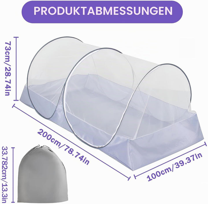 Moskitonetz Pop Up 100x200x73cm, Moskitonetz Bett klappbar, Mosquito Net imprägniert für Outdoor Ind