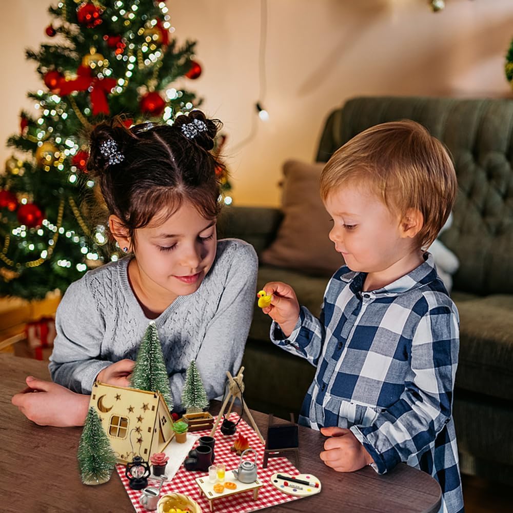 Wichtel Set Weihnachten Komplett, 38 Pcs Wichtel Zubehör Weihnachten Deko, Wichteltür Set Mit 70cm L