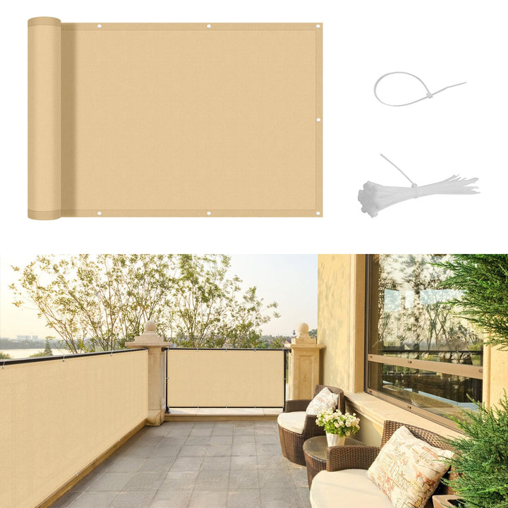 SUNNY GUARD Balkon Sichtschutz Wetterfest 90x500cm Balkonverkleidung Balkonabdeckung Balkonumspannun