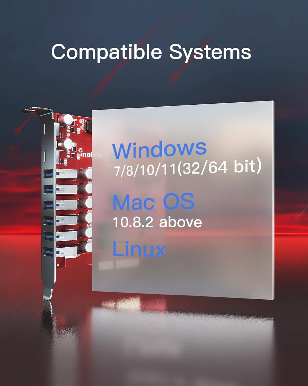 Inateck RedComet U22, PCIe zu USB 3.2 Gen 2 Erweiterungskarte, 6 USB Typ-A und 2 USB Typ-C Anschlüss