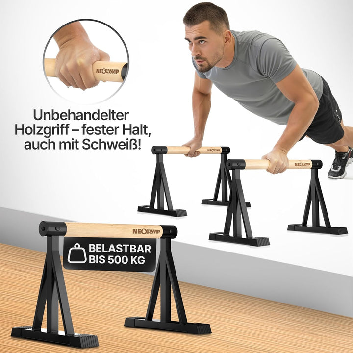 NEOLYMP Parallettes Holz - Calisthenics Equipment Liegestützgriffe - Push Up Bars & Handstand Griffe