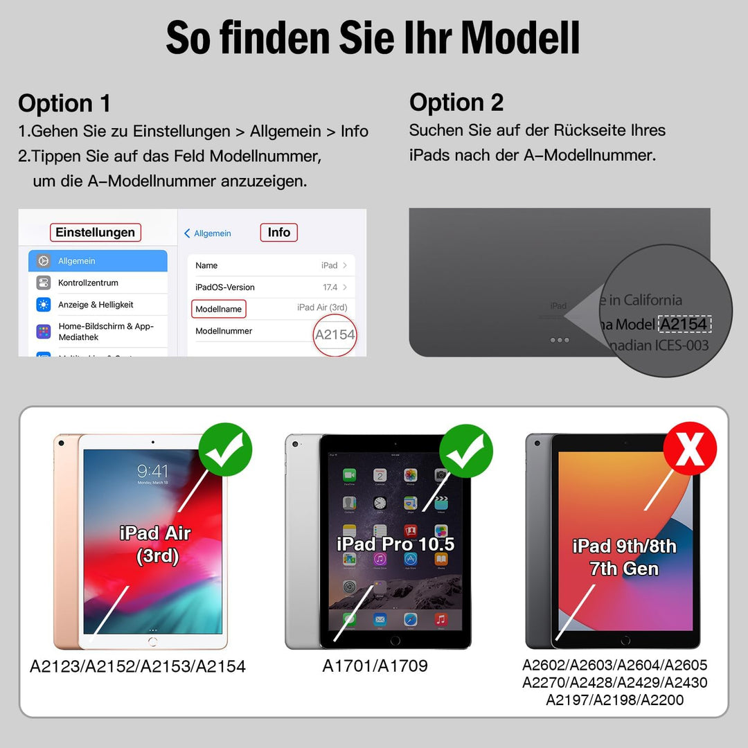 Antbox Hülle für iPad Air 3 2019 10.5 Zoll/iPad Pro 10.5 2017 mit Apple Pencil Halter Auto Schlaf/Wa