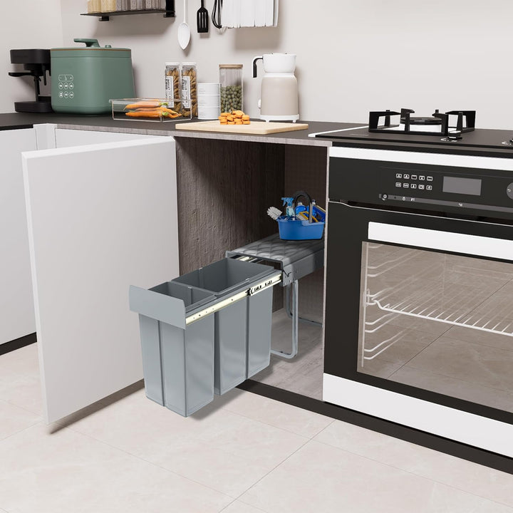 HENGMEI Einbaumülleimer Unterschrank Einbau-Mülleimer Küche Abfalleimer Ausziehbarer Abfallsammler M