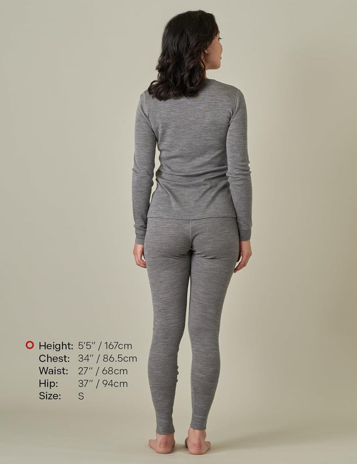 LAPASA Merino Wolle Unterwäsche Set Damen, Merinowolle Thermounterwäsche Unterhemd Langarmshirt, Unt