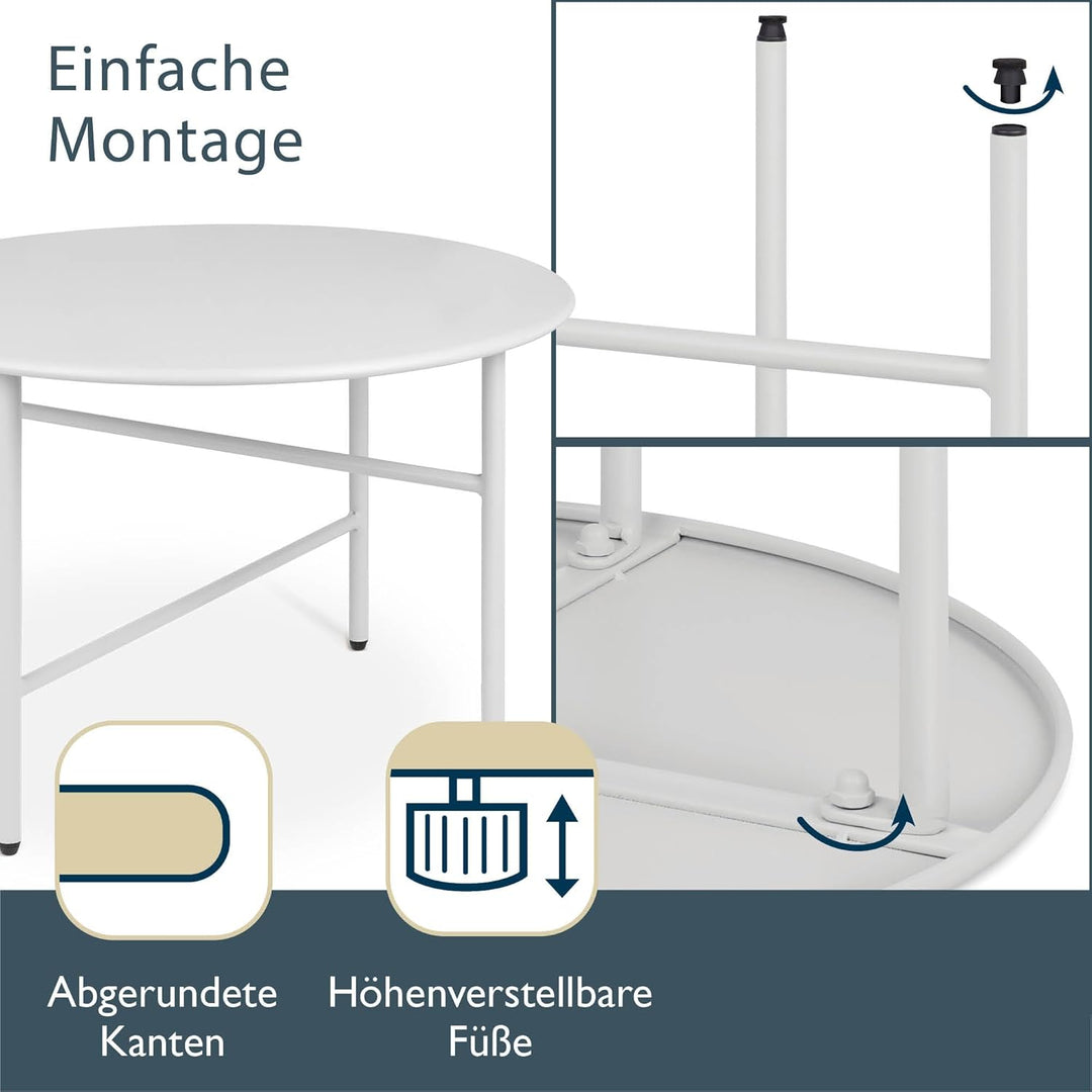 Beistelltisch Outdoor Gartentisch Rund Ø 53 cm Tischplatte Kratzfest – Stabiler Wohnzimmer Couchtisc