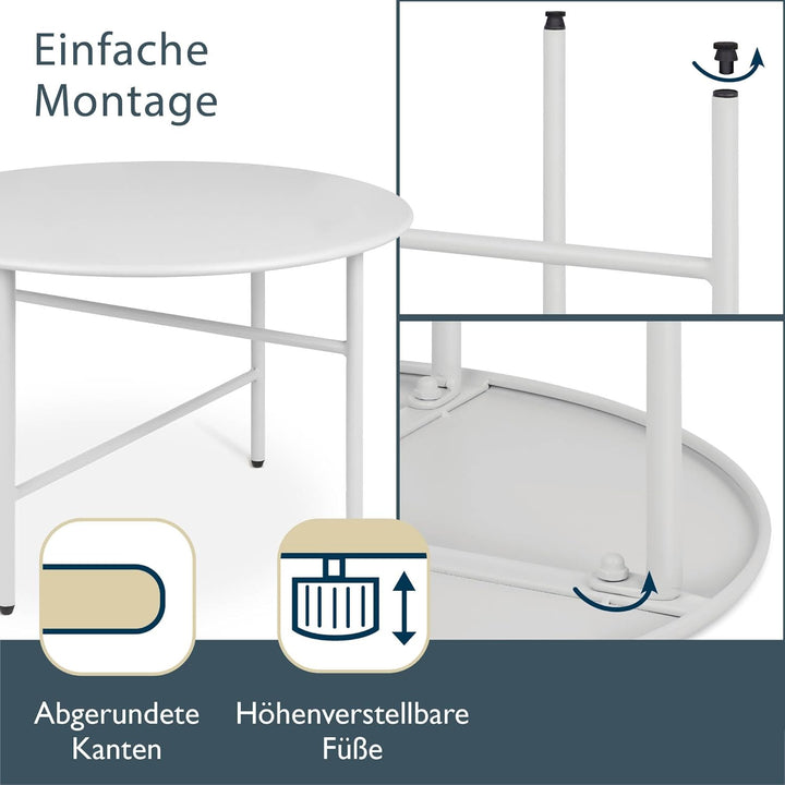 Beistelltisch Outdoor Gartentisch Rund Ø 53 cm Tischplatte Kratzfest – Stabiler Wohnzimmer Couchtisc