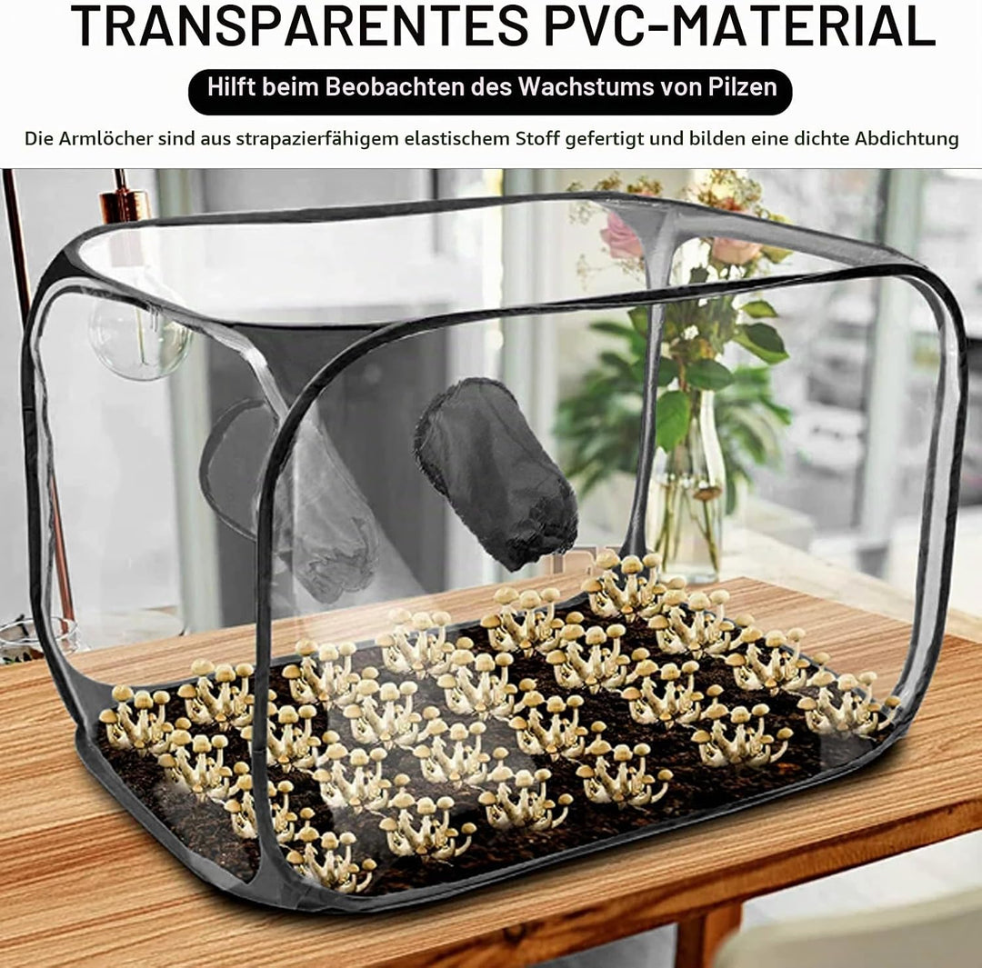 Pilzzuchtzelt, 60x60x90cm Growbox Gewächshaus Zuchtschrank Wasserdicht Pflanzzelt Growroom Pilzzucht