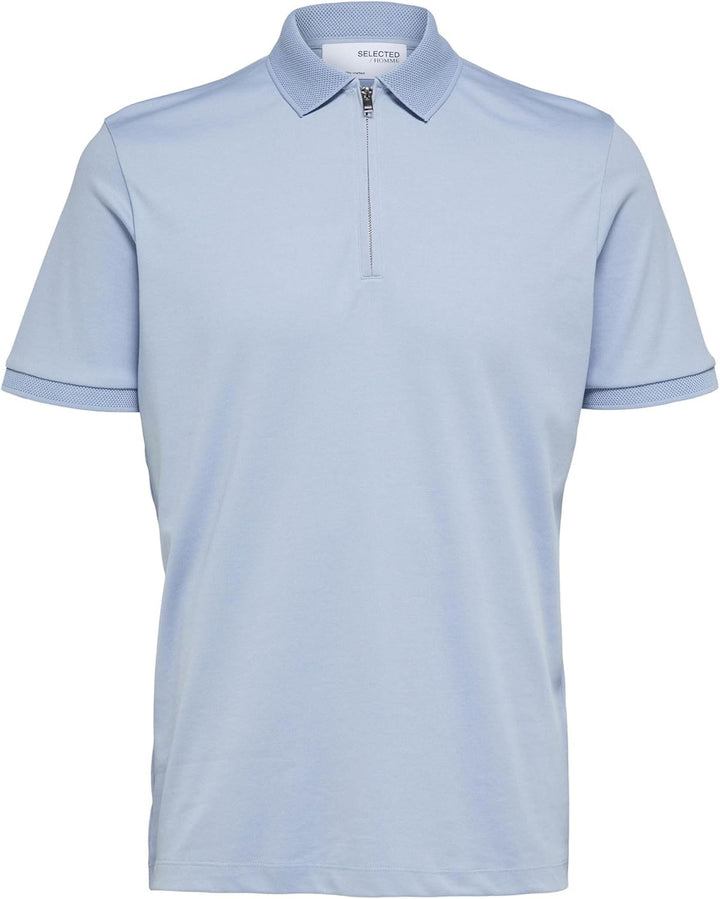 Selected Homme Male Polo Shirt Zipper, Agave Green