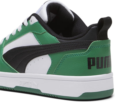 PUMA Unisex Kinder Rebound V6 Lo Jr Sneaker 38 EU Puma White Puma Black Archive Green, 38 EU Puma Wh