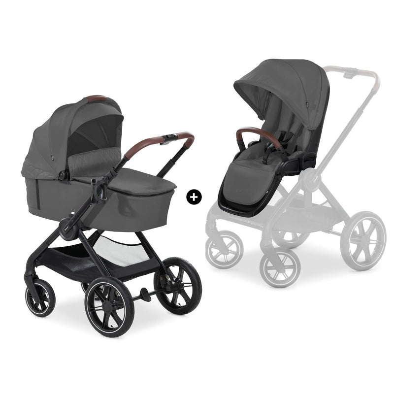 hauck 2in1 Kinderwagen mit Luftreifen Walk N Care Air Set ab Geburt bis 22 kg + 3 kg Korb, Wanne mit