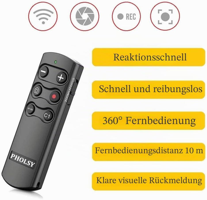 PHOLSY Drahtlose Fernbedienung Kabellose RMT-P1BT Bluetooth Kamera Fernauslöser Kompatibel mit Sony