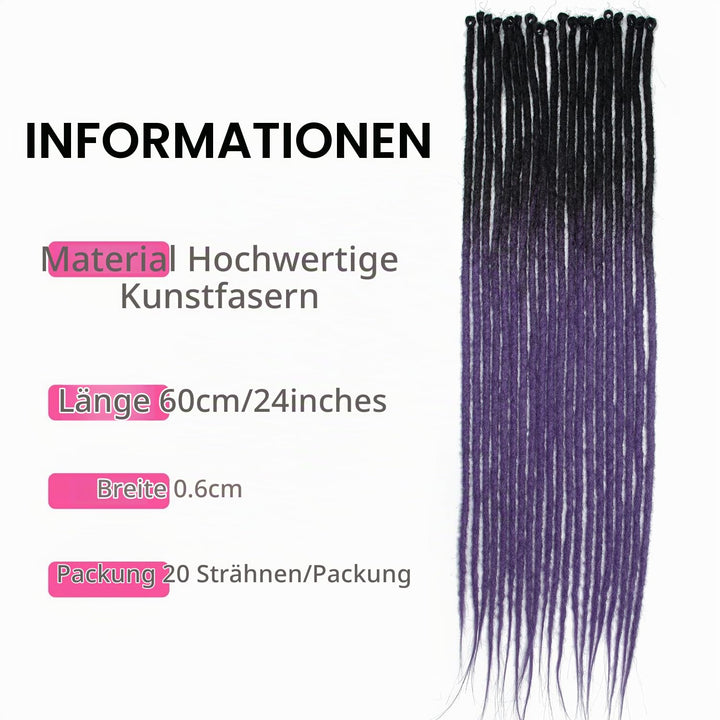 Dsoar Dünne 0.6cm Synthetische Dreadlock Extensions Handgemacht 24 Zoll 20 Stränge Häkelhaar Lange H